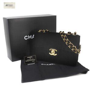 CHANEL Mademoiselle Chain Shoulder Bag Velor Black Vintage 90263429